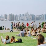 Photograph of people in a park in New York City