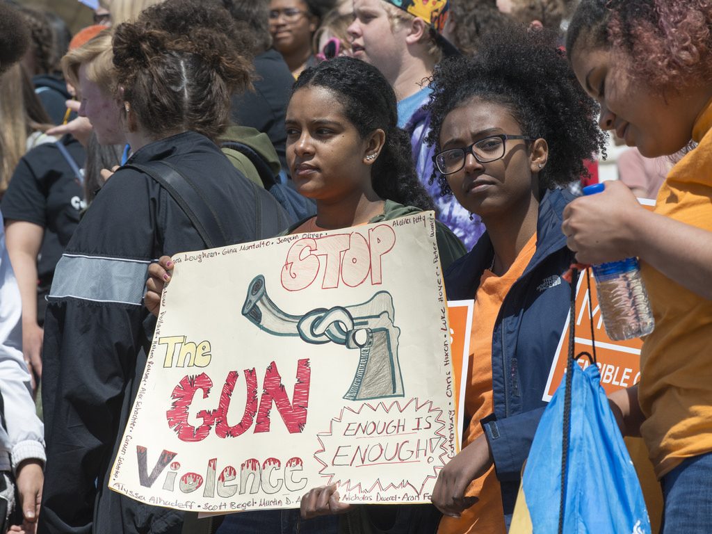 photograph of students protesting gun violence