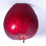 photograph of an upside down apple
