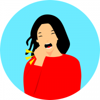 image of woman coughing